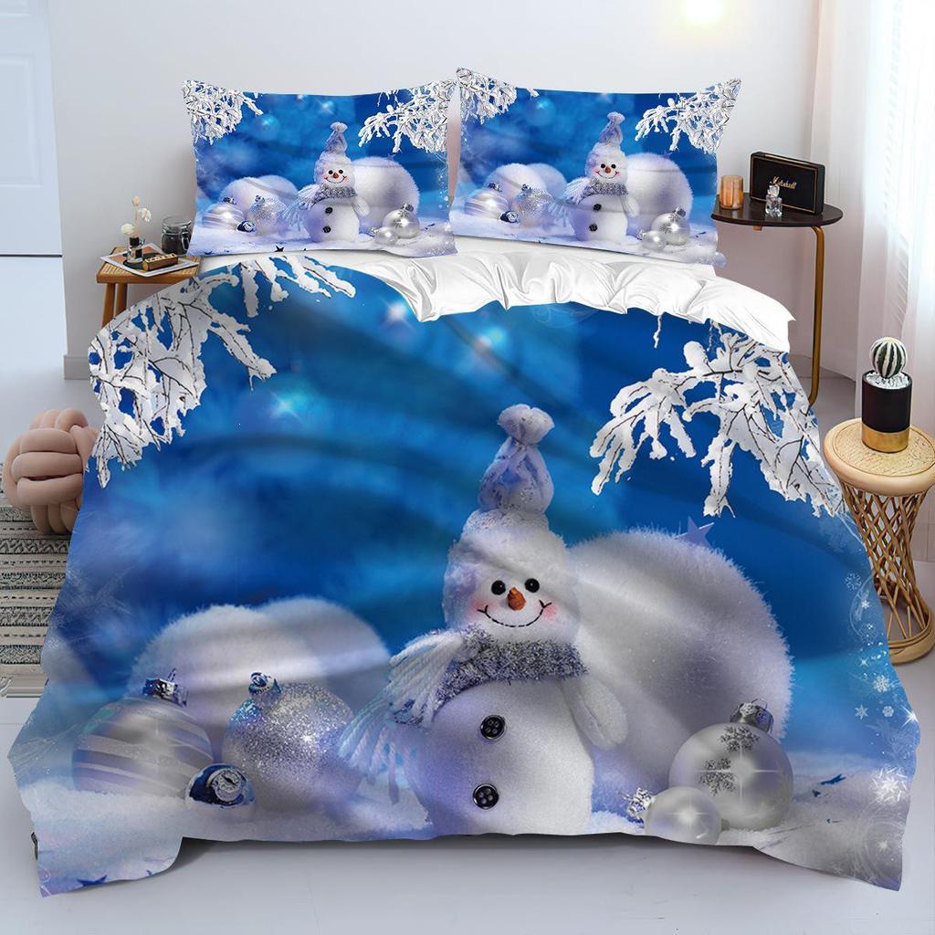 Customizable Christmas Digital Print Brushed Bedding Set - 3 Pieces