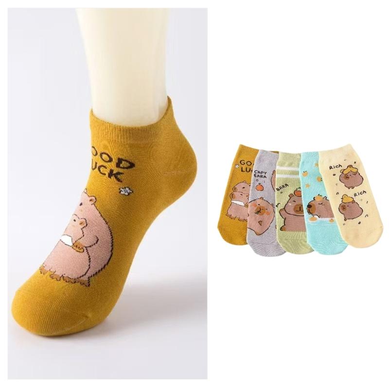 No Show Socks Cotton Low Cut Socks Funny Novelty Socks Anime Short Socks Fun Ankle Socks for Women Girls Capybara Socks