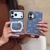 Custodia Magnetica in Denim Coreano con Pizzo e Gatto per iPhone 17/16 Pro Max/15/14