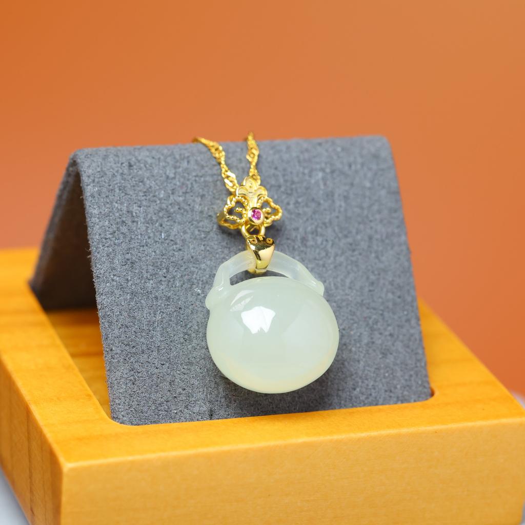 Hotan Jade S925 Silver Bag Pendant for Women