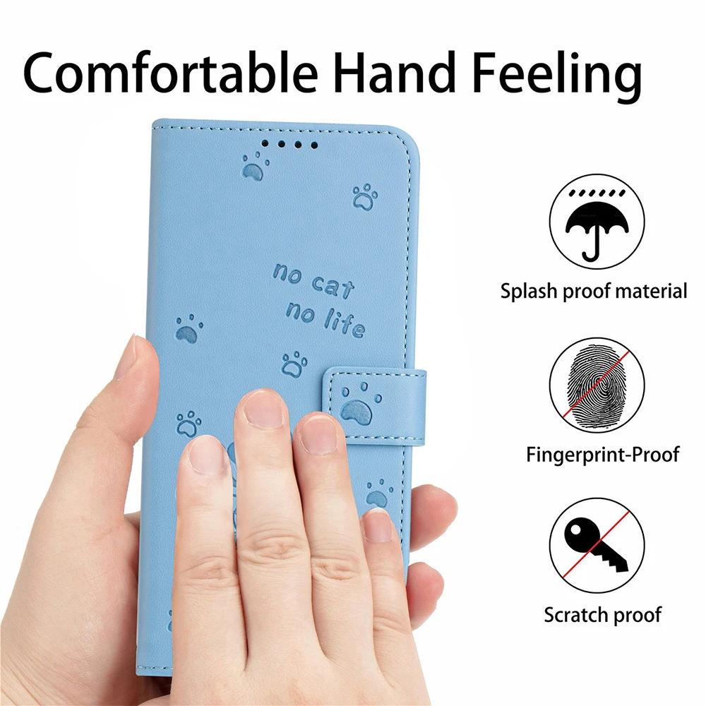 Curte Cat Leather Wallet Cover Case For Xiaomi 13T Poco C61 C55 X5 F5 Redmi Note 12 11 Pro Plus 10 10S 10T 11S 10C Turbo 3 K70E