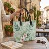 Floral Canvas Tote Bag Casual Large Capacity Shoulder Handbag for Daily Shopping Travel