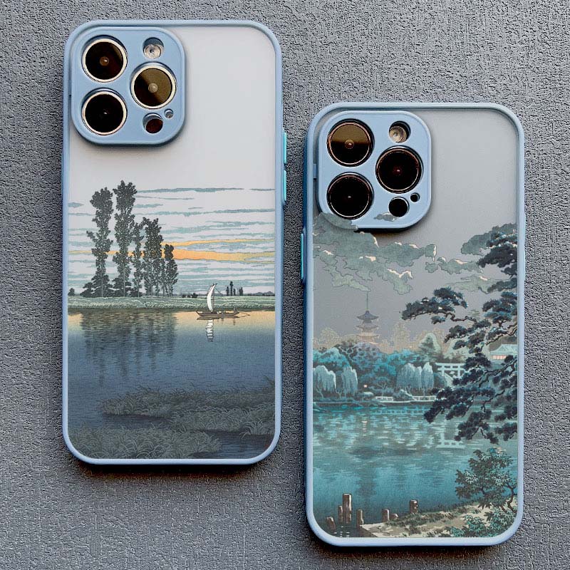 Landscape phone case For iPhone 16 14 11 12 13 15 Pro Max Mini 7 8 Plus XS X XR SE2 Japan Series Aestheticism Scenery Back Cover
