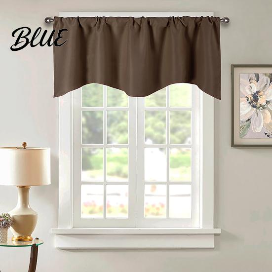 Solid Color Through Valance Room Balcony Curtain Home Rod Short Kitchen Window