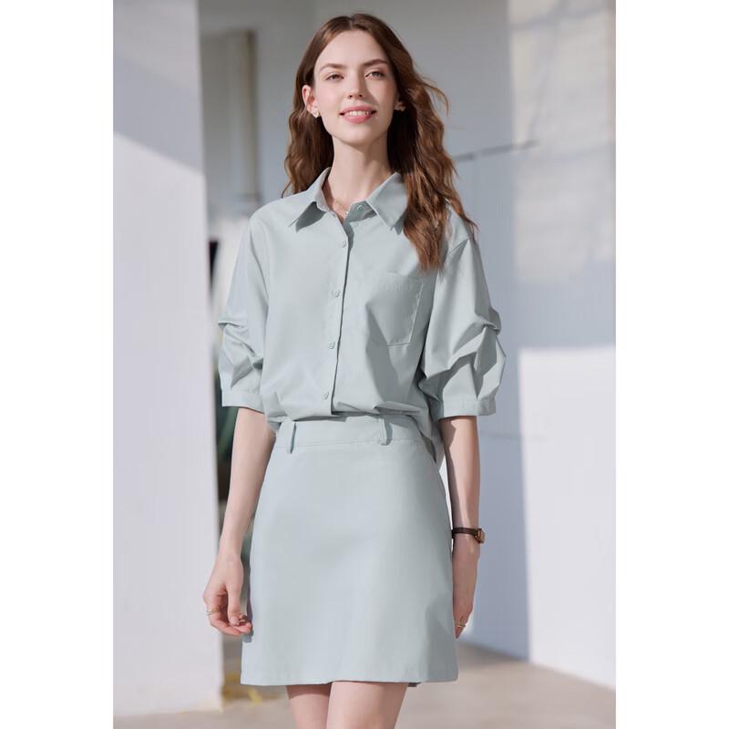BETU Women's Faux Two-Piece Lapel Short-Sleeve Dress