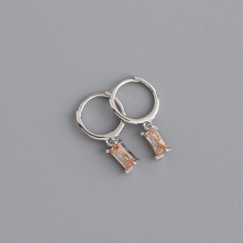 925 Sterling Silver Green Crystal Square Stud Earrings For Women Engagement Party Elegant  Jewelry Prevent Allergy Eh262