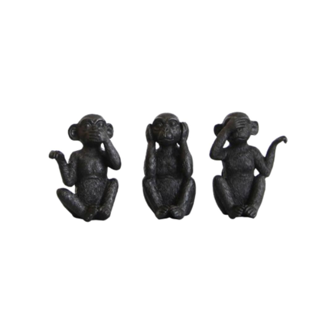 

3 шт. No Say Listen See Monkey настольные украшения маленькая статуэтка животного украшение для дома и офиса чёрный