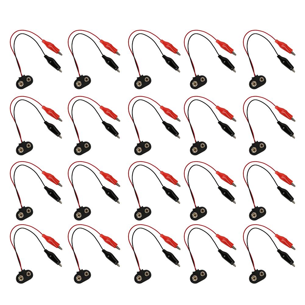 

20Pcs Battery Snap Connector to Crocodile Clip Cable Wire Probe 9V 15cm Length