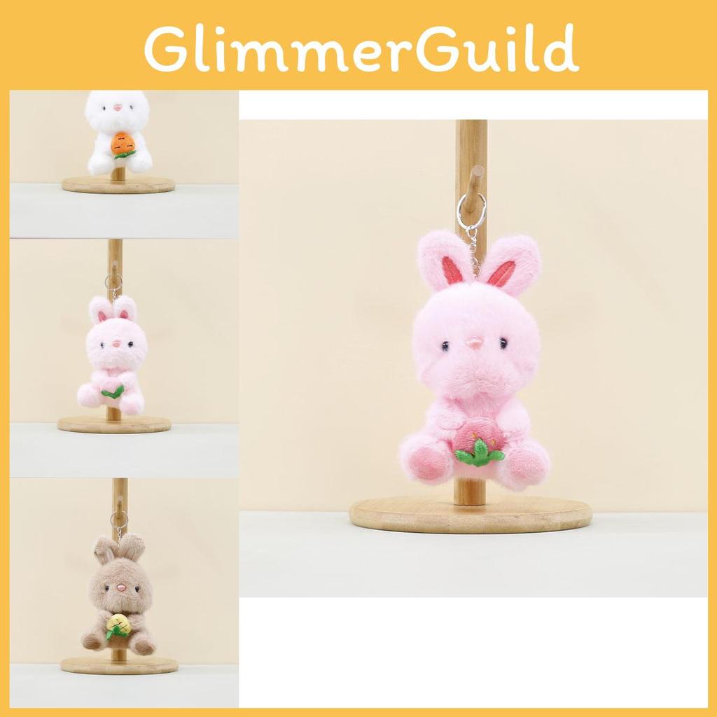 Cute Cartoon Plush Bunny Keychain With Ultra Soft Short Fur For Bag Decoration