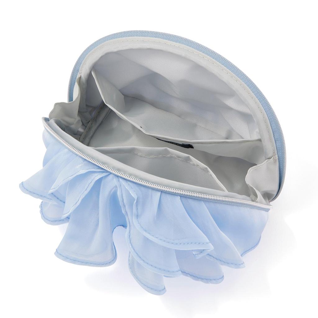 Francfranc Organza Flower Pouch S Light Blue Cosmetic Pouch Makeup Storage with Inner Pocket