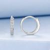 Silver Classic Hoop Earrings with Crystals and Clasps, Size S
