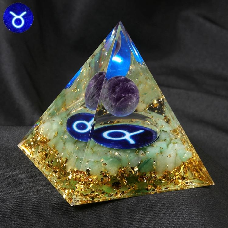 12 Zodiacs Orgone Crystal Pyramid,Amethysts Obsidians Healings Crystals Pyramid Constellations Pyramid for Money Health