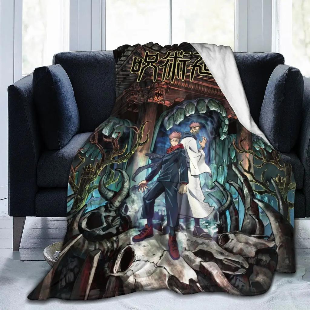 Anime Jujutsu Kaisen All Season Fleece Blanket Throw Ultra Soft Flannel Blanket Digital Printed Premium Fluffy Microfiber Fleece