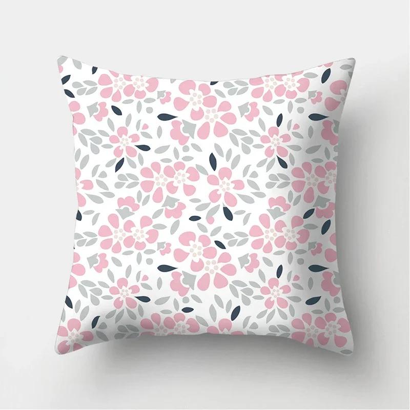 Pink Flamingo Flower Print Decorative Cushions Pillowcase Polyester Cushion Cover Throw Sofa Decoration Pillowcover