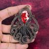 Kingman Red Mohave Copper Turquoise Pendant Copper Wire Wrapped Octopus Pendant
