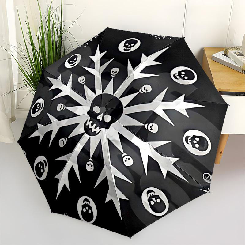 1pc Skull Snowflake Design Automatic Open/Close Umbrella - Compact Travel Umbrella, Gift for Birthdayyy251208181