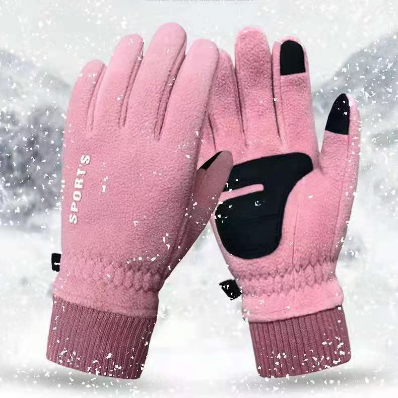 Strictly selected warm gloves, fleece, fleece, thickened, windproof and cold, outdoor cycling sports gloves, warm men and women