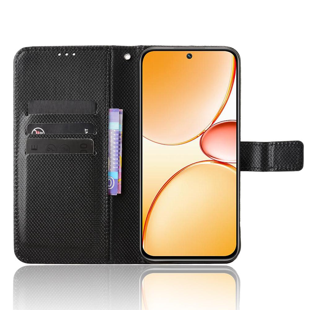 Für Realme C85 Pro 4G Leder Wallet Hülle mit Band Diamantstruktur Handyhülle
