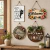 2D Flat 2D Round Welcome Sign Cat Print Hanging Wooden Board New Round Doorplate Front Door Decor
