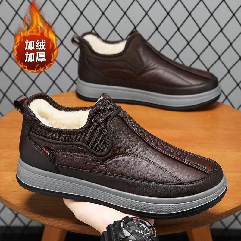 Winter new cloth shoes men's velvet thickened wool dad shoes waterproof and non-slip snow boots men