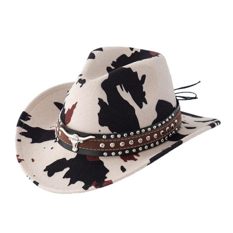 Vintage Cowboy Hat Women Men Retro Western Style Sun Cow Beige White Outdoor Protection