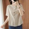 Short-sleeved T-shirt Women's Vertical Striped Blouse Summer Loose Half-sleeved Shirt