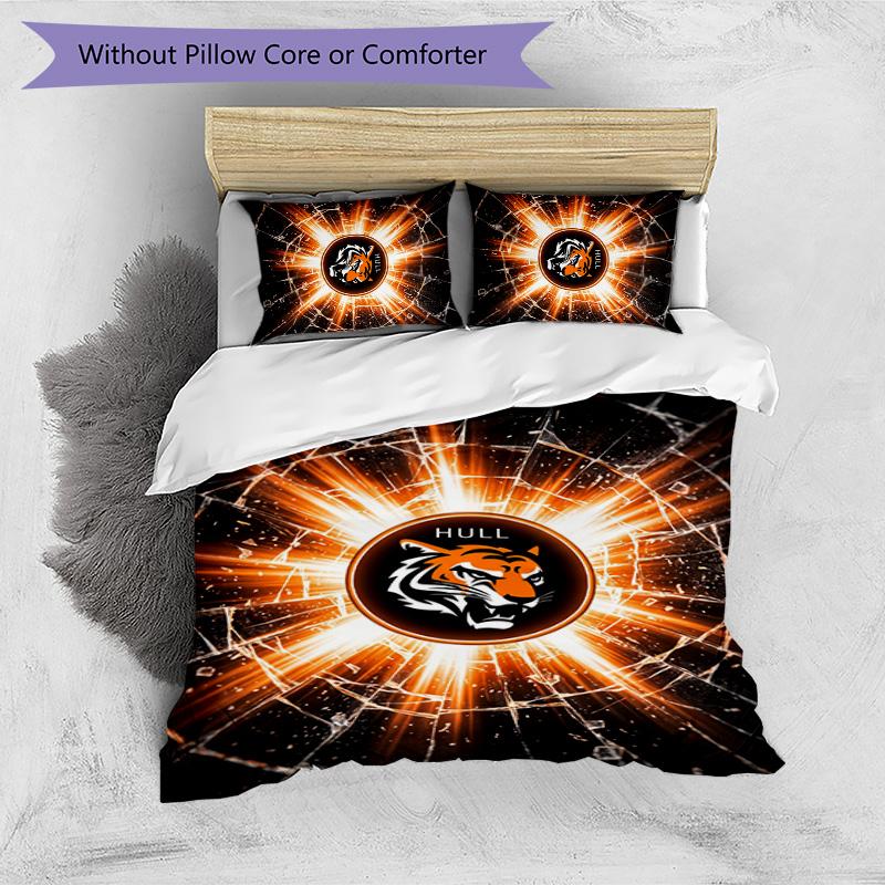 Set Lenzuola Stampato Hull City Football 3 Pezzi, Comodo Set Copripiumino per Camera da Letto Amico della Pelle