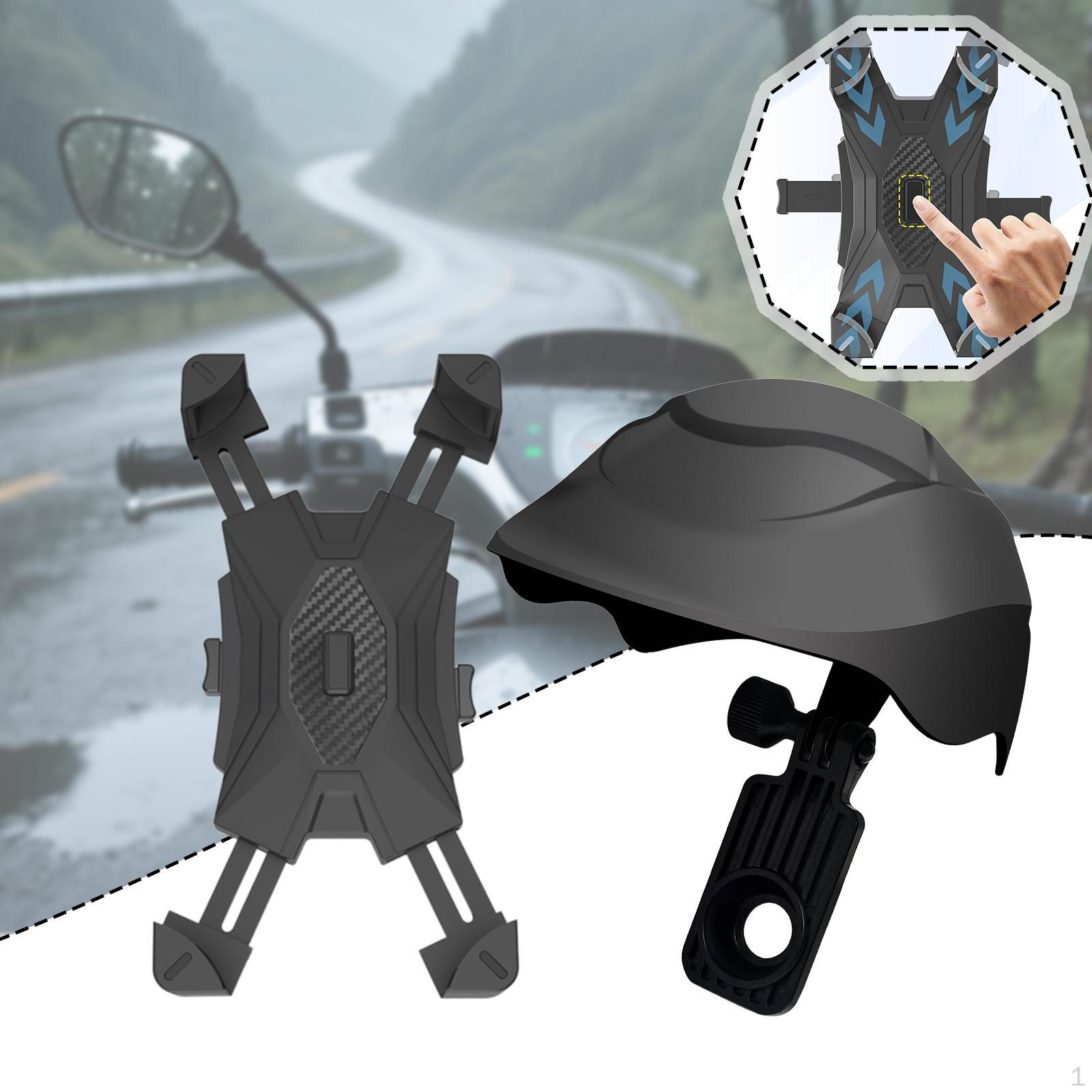 

Motorcycle Mobile Phone Holder Cellphone with Shade Rain Cover Small Helmet Fashion Bike чёрный