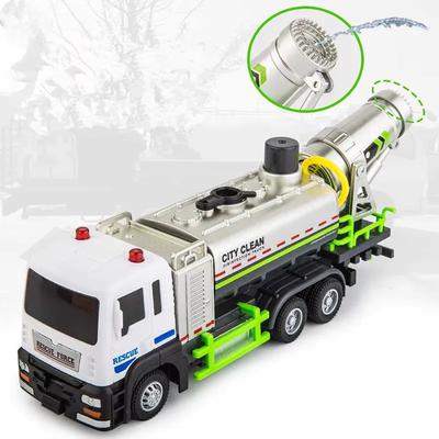 1/50 Alloy City Anti-Smog Truck Engineering Water Spray Model Children'S Vehicle With Sound Light Barrel Rotated Kids Toys Gifts