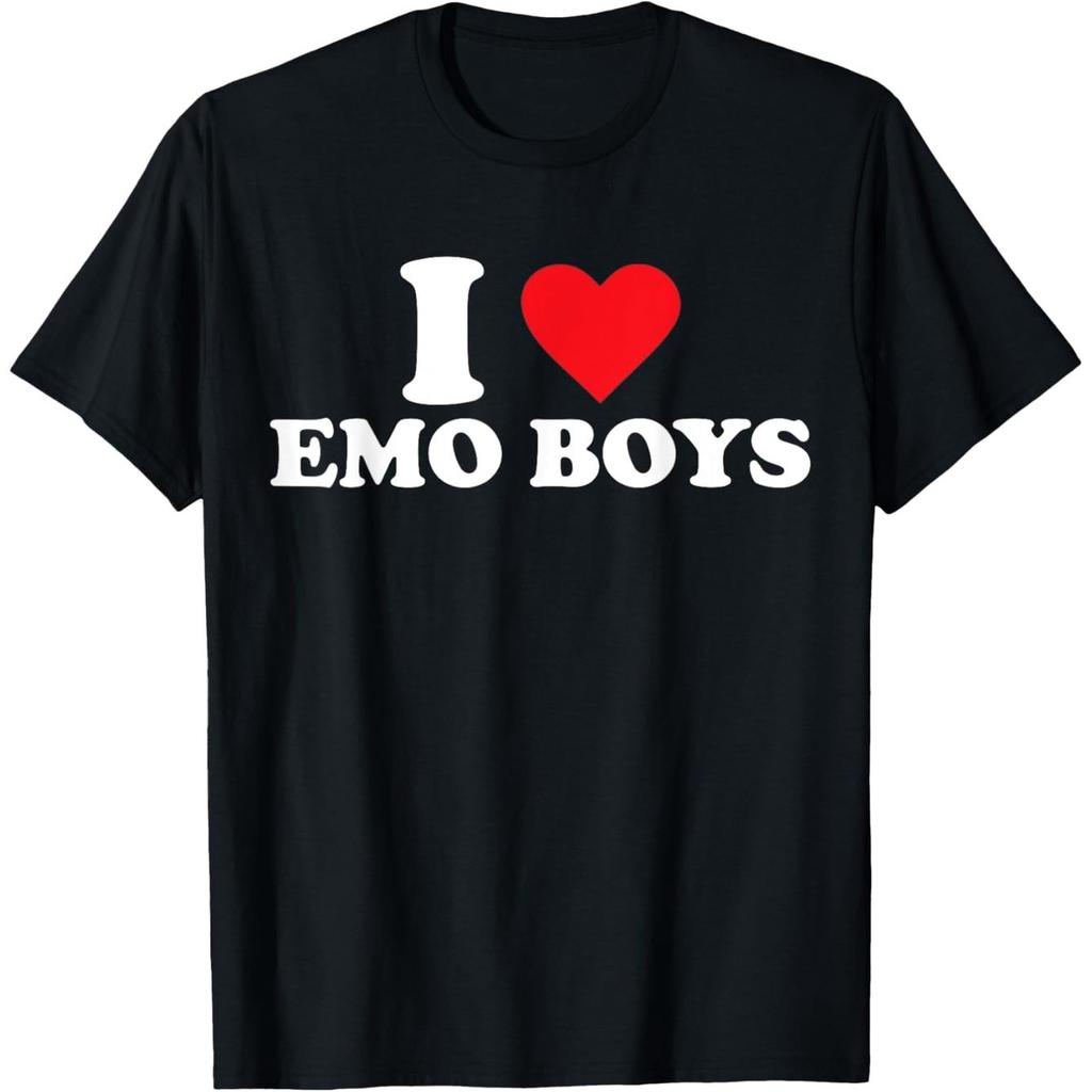 T-shirt Grafica I Love Emo Boys Cotone Morbido Casual Manica Corta per Uomo Unisex
