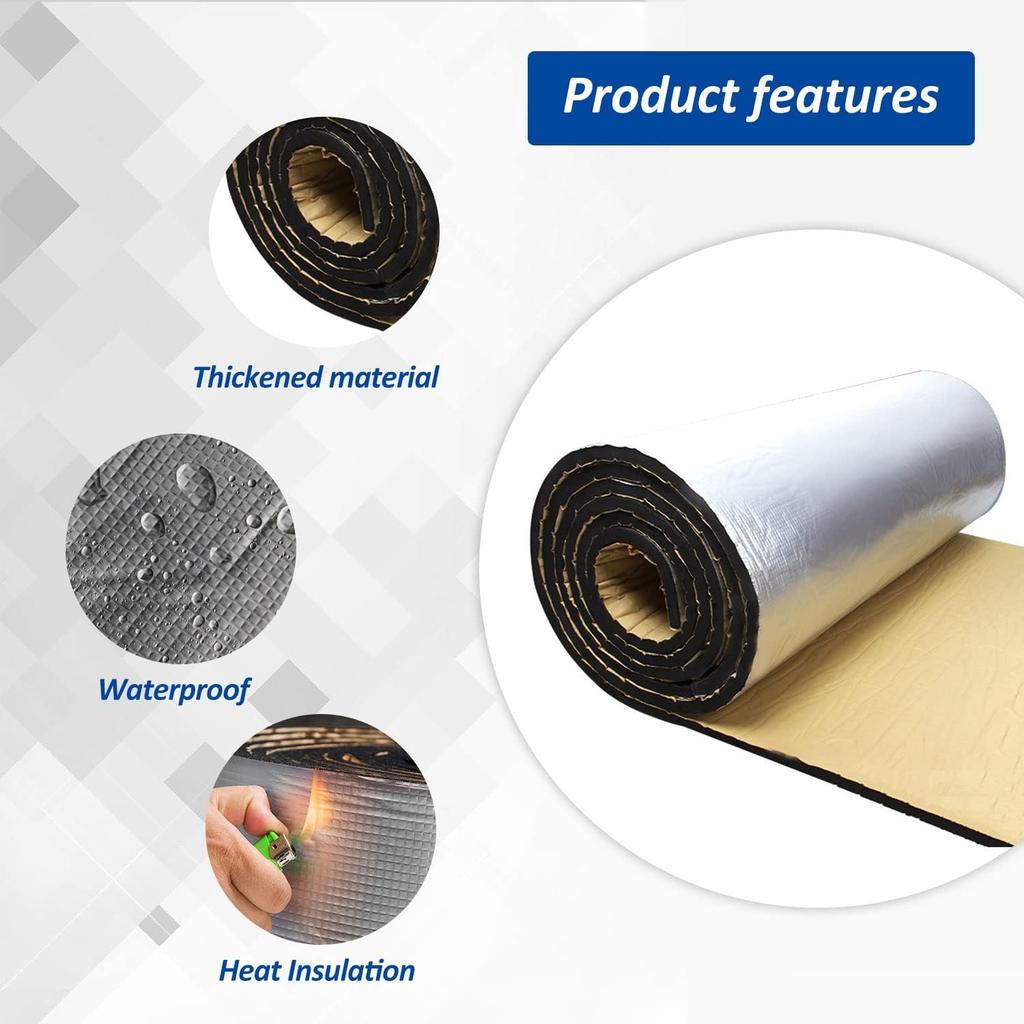 Car Heat Sound Deadening Insulation Mat, Sound Deadener & Heat Insulation Pad for Auto Hood Engine Roof Door and Trunk - 197mil 21.6sqft - 40 Inch x
