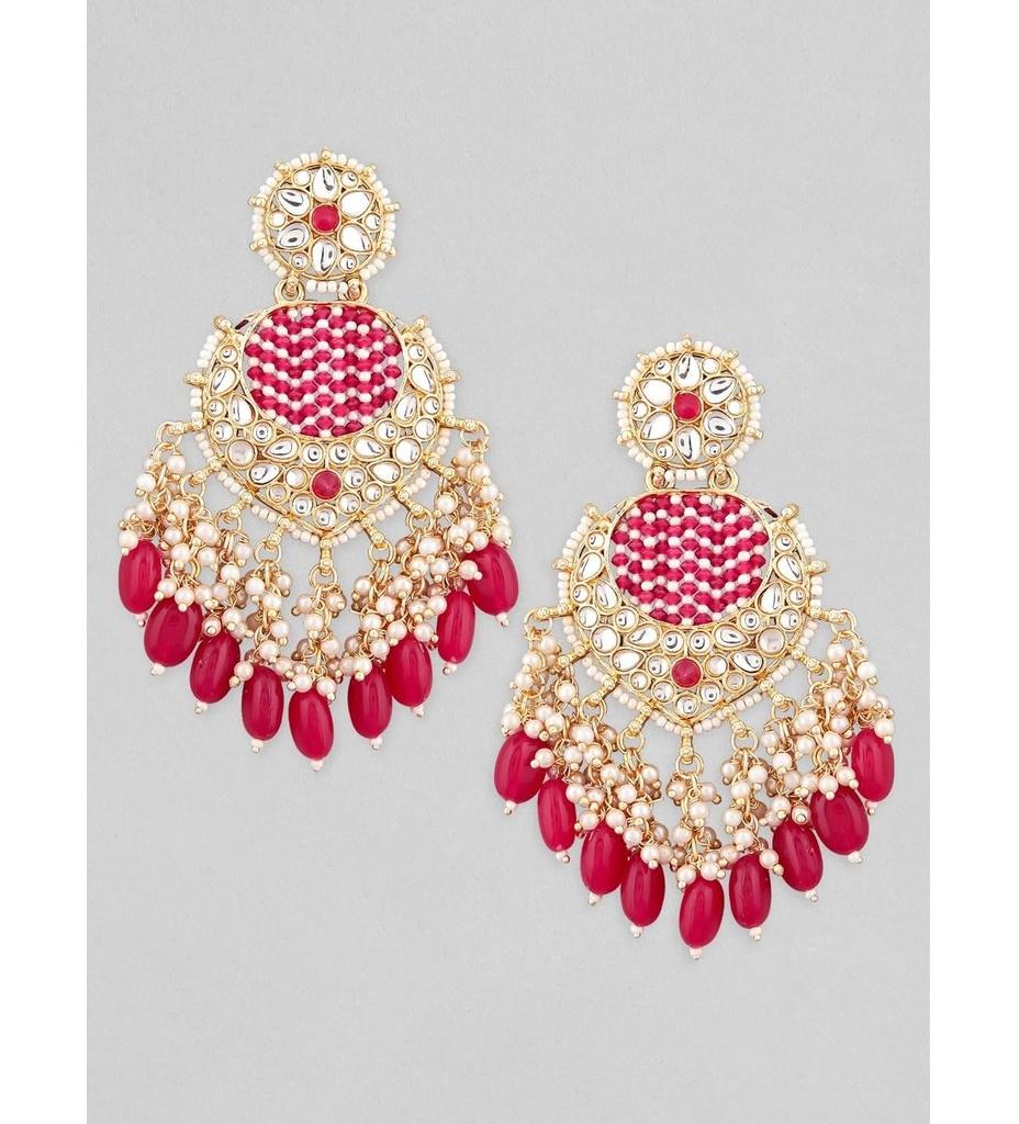 Pearl Beads Chandelier Earrings Gold Plated Traditional Wedding & Festive Jewellery for Women & Girls