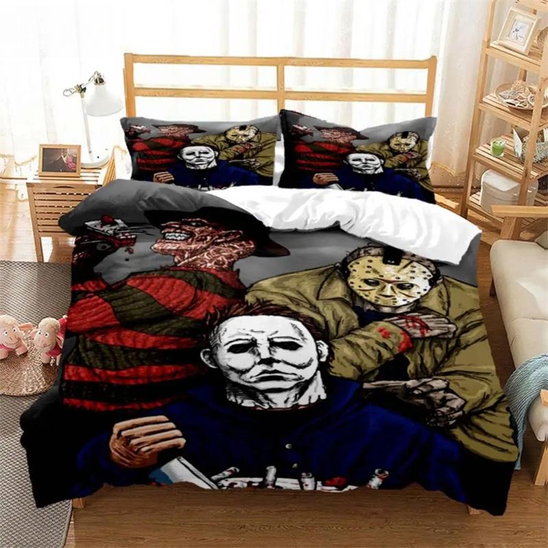 Halloween Horror Movie Clown Printed Quilt Cover Pillowcase Queen Bedding Set Bedding Set Luxury Personalized Bedding