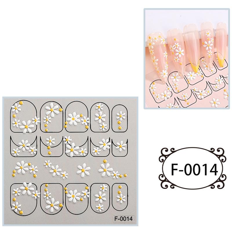 

Новые мультяшные наклейки для ногтей с тиснением 3D милые маленькие свежие цветы водонепроницаемые наклейки для ногтей 60*60mm