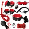 BDSM Bondage Set Manette peluche sexy Frusta in pelle Bocca Palla Bavaglio Morsetti per capezzoli Kit Giocattoli sessuali per coppie Due esotici