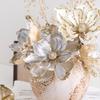 Champagne Gold Silver Shiny Fabric Artificial Christmas Flower Decoration