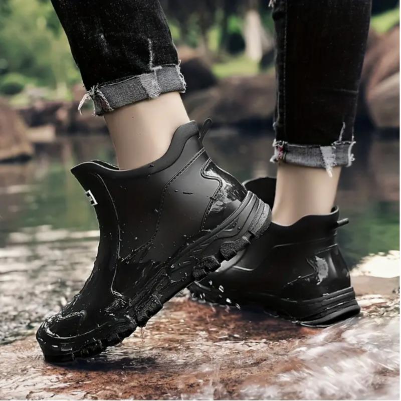 Men'S Ankle Rain Boots Outdoor Waterproof Men Rain Shoes Anti-Slip Wear-Resistant Men Kitchen Water Shoes Fishing Rubber Shoes