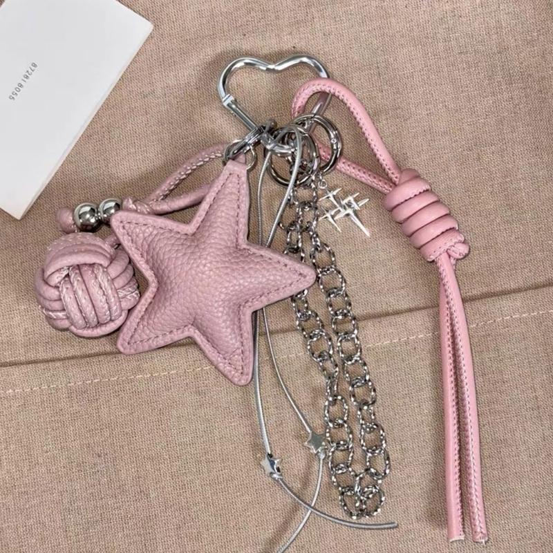 Stern Schlüsselanhänger Schleife Stern Anhänger Hängender Anhänger Legierung und PU Textur für jugendliche Trendsetter und Kunstliebhaber