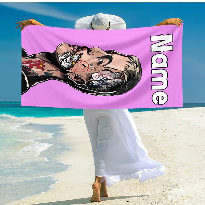 Personalized customized proof beach towel with Lil Peep pattern - soft, absorbent,quick-drying,perfect swimming,camping&bathing