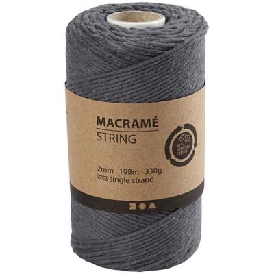 Cord for Macramé - 2 Mm - 198 M - Anthracite Grey - Braided