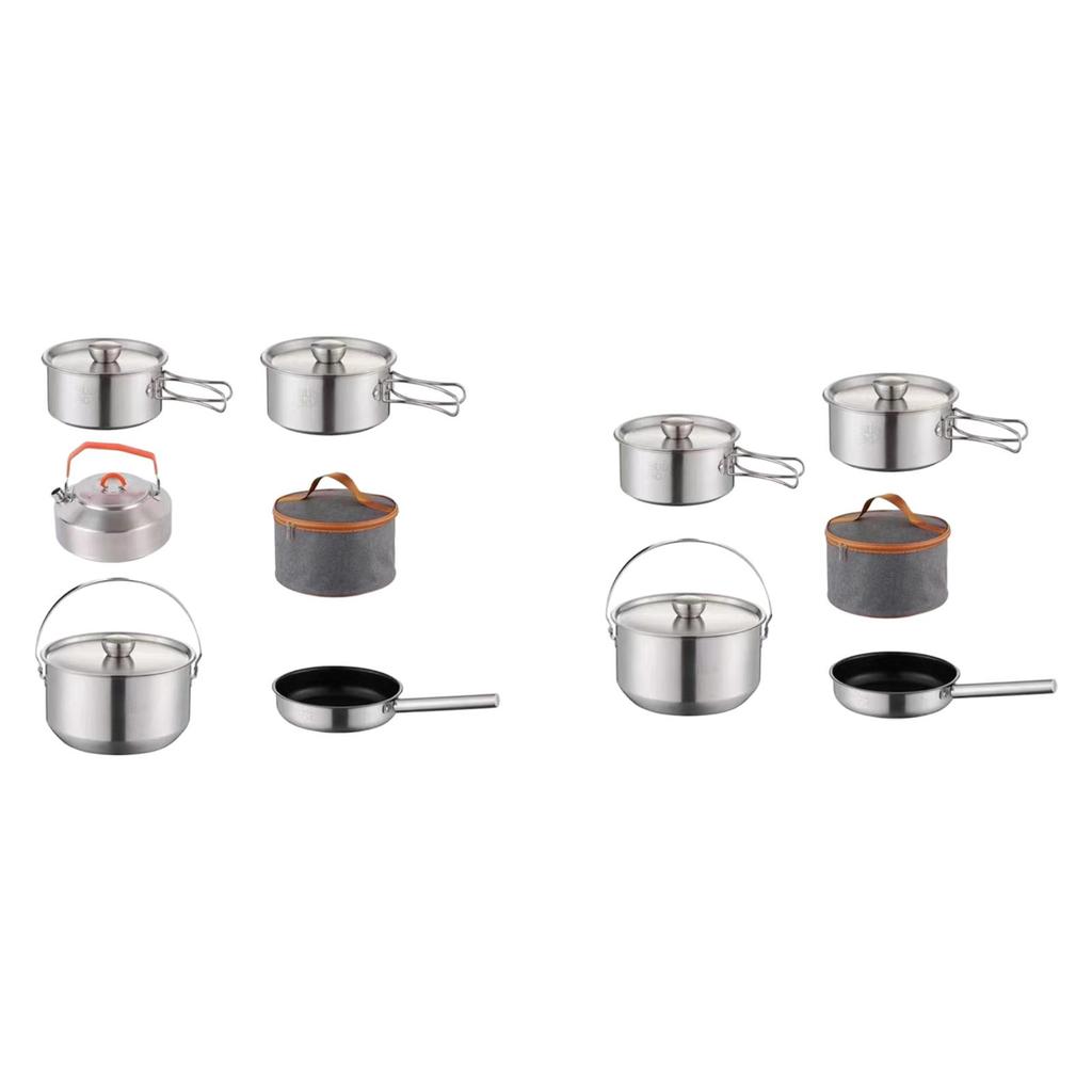 Camping Cookware Kit Hanging Pot Utensils Indoors Fishing Picnic Outdoor with kettle