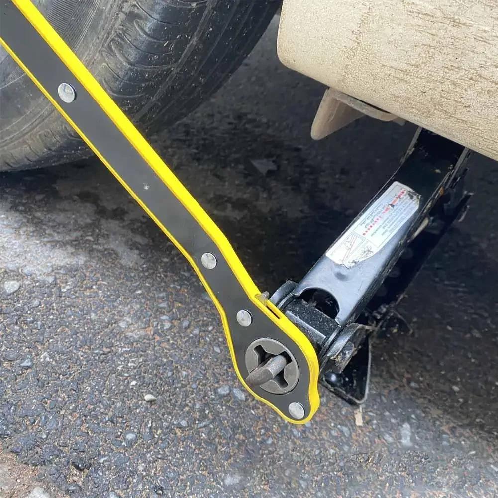 1pc Auto Labor-saving Jack Ratchet Wrench Scissor Jack Garage Tire Wheel Lug Wrench Handle Labor-saving Wrench