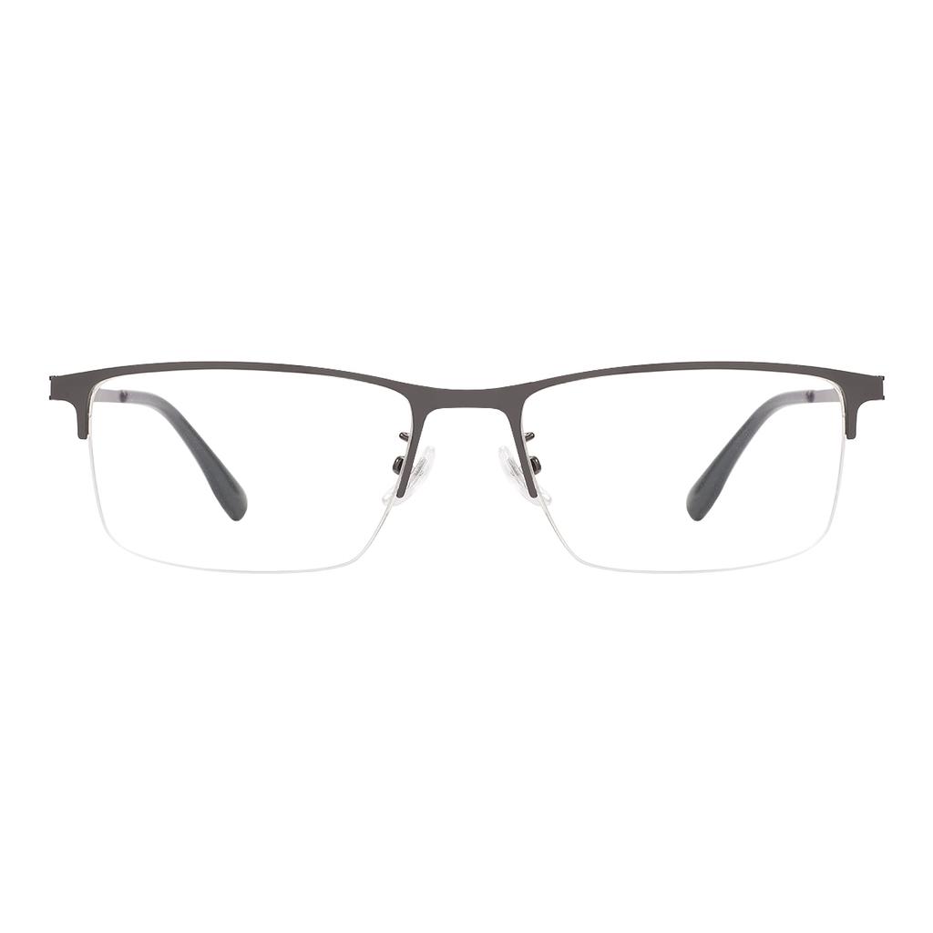 Fashion Large Black Rectangle Metal Half Rim Eyeglasses Frame Big Men Business Spectacles For Myopia Optical Prescription Lenses