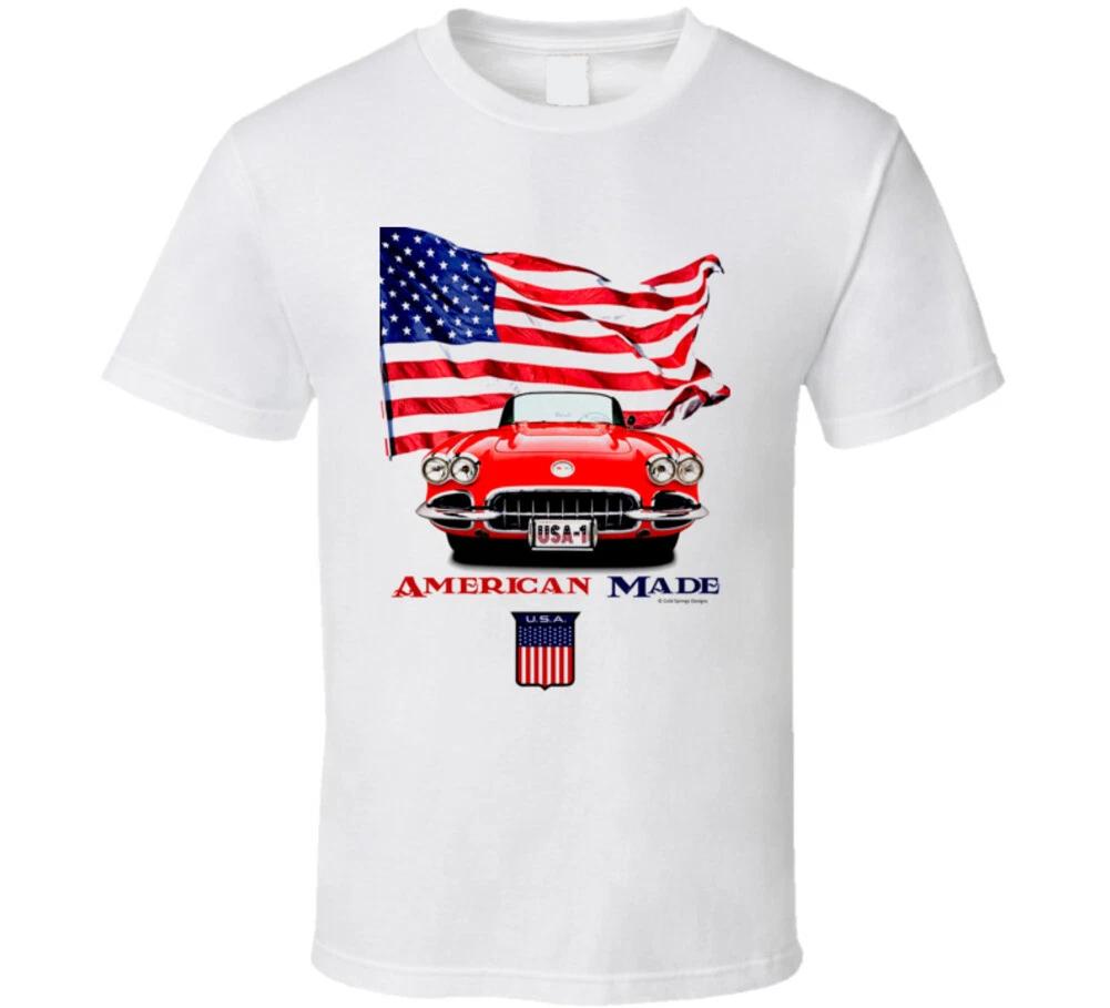 American Made 1962 Vette C1 Usa Flag Classic Car Gift T Shirt L