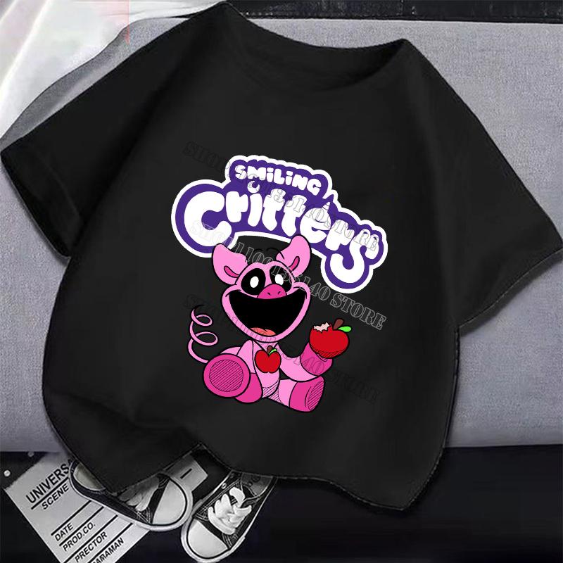 Smilings Critters Children T-shirt Clothing Cartoon Printing Boy Girl Tee Anime Summer Short Sleeved Clothes Cute Kids Top Decor