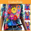 Sommer-Freizeit-T-Shirt mit Blumenprint und V-Ausschnitt für Damen