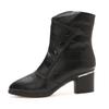 Damen Stiefeletten aus weichem Leder mit mittlerem Absatz - Herbst Winter Mode Schlank geschnitten Weiche Sohle Wadenhoch Skinny Booties