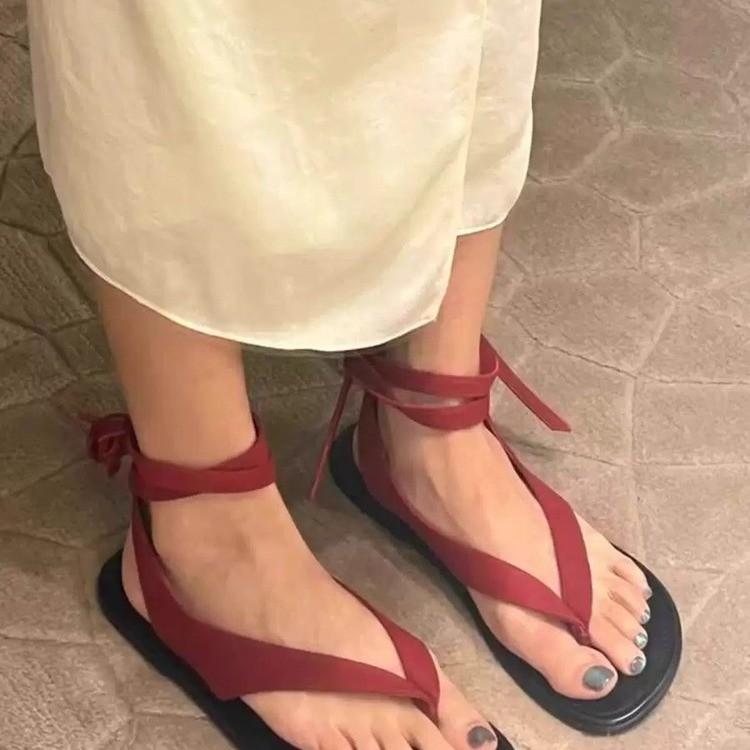 Fashion Women’s Fashion Ankle Strap Thong Flat Sandals | Comfort Leather Summer Casual Beach Footwear