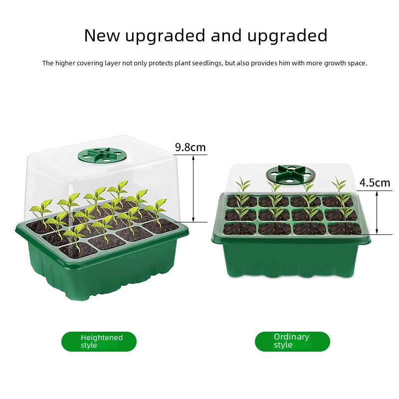 Heightened Seedling Box with Cover - 6/12 Holes, 3-Piece Set for Succulents & Vegetables