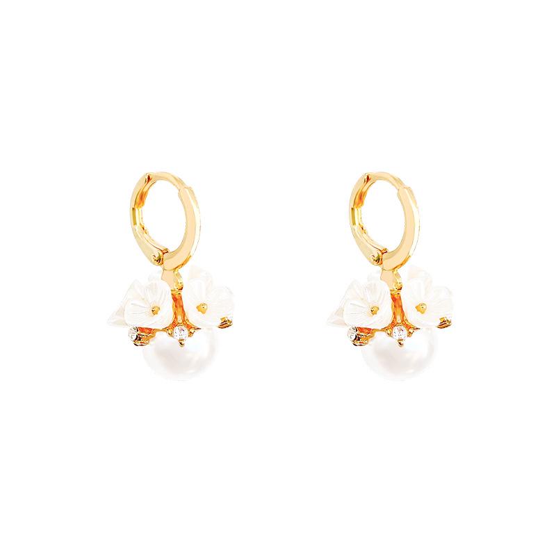 Korean Pearl & Flower Earrings – S925 Silver Needle Versatile Studs | Women's Trendy Light Luxury